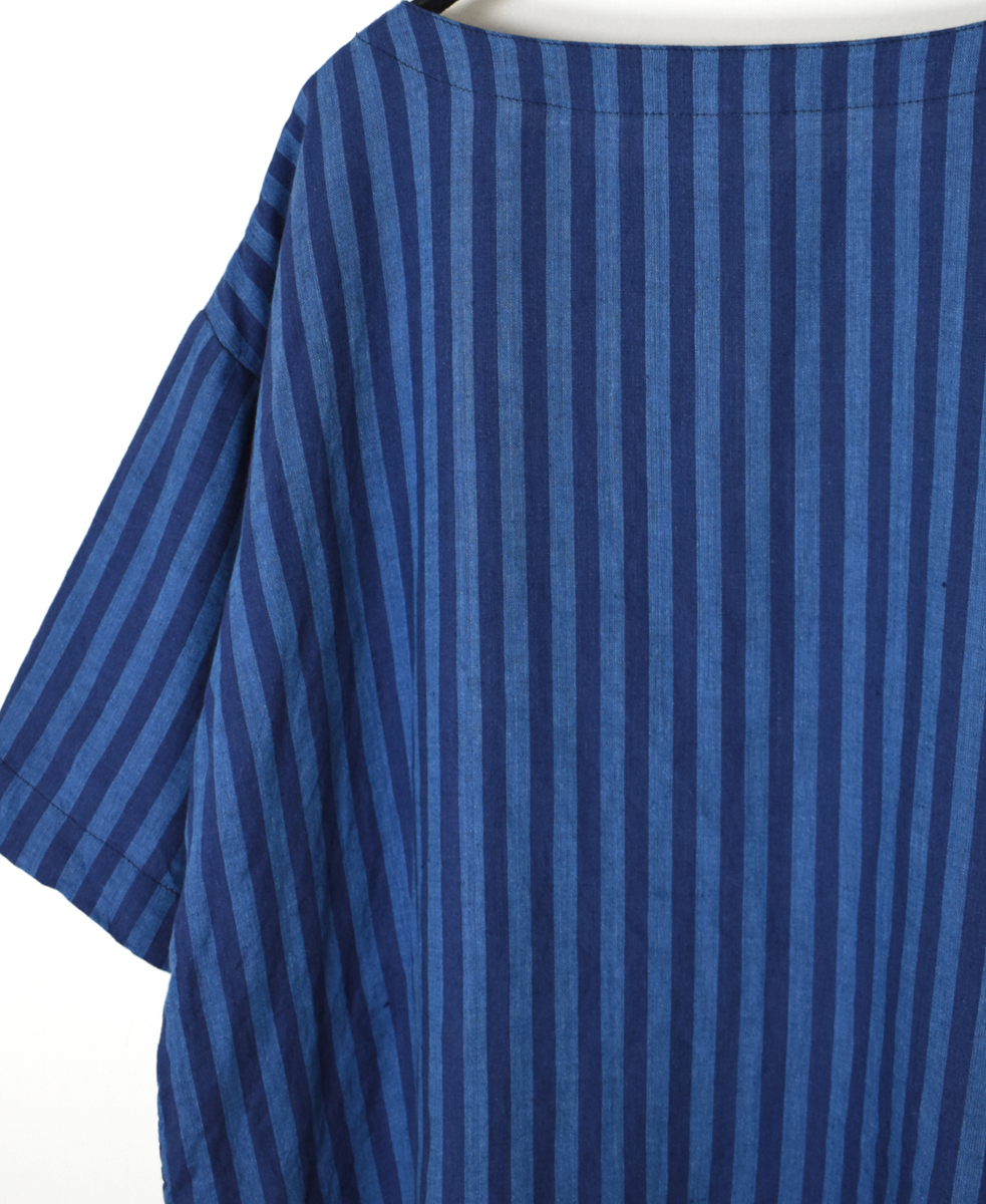 NAM1631LSW(シャツ) LINEN STRIPE(WASH) BOAT NECK S/SL SHIRT