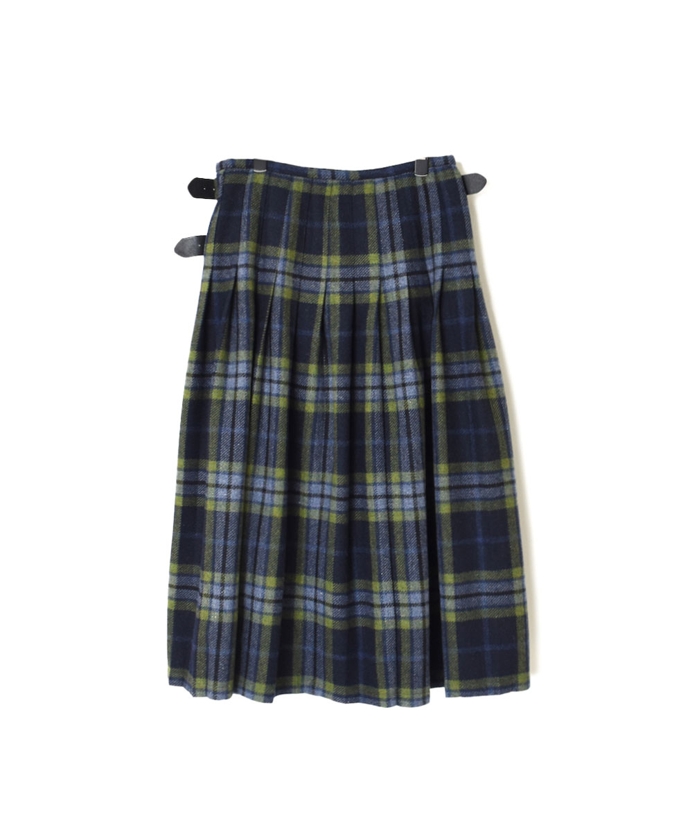 NOD1173 (スカート) HEAVY TWEED LOW WAIST PLEATS WRAP SKIRT LENGTH 80cm (WITH PIN)