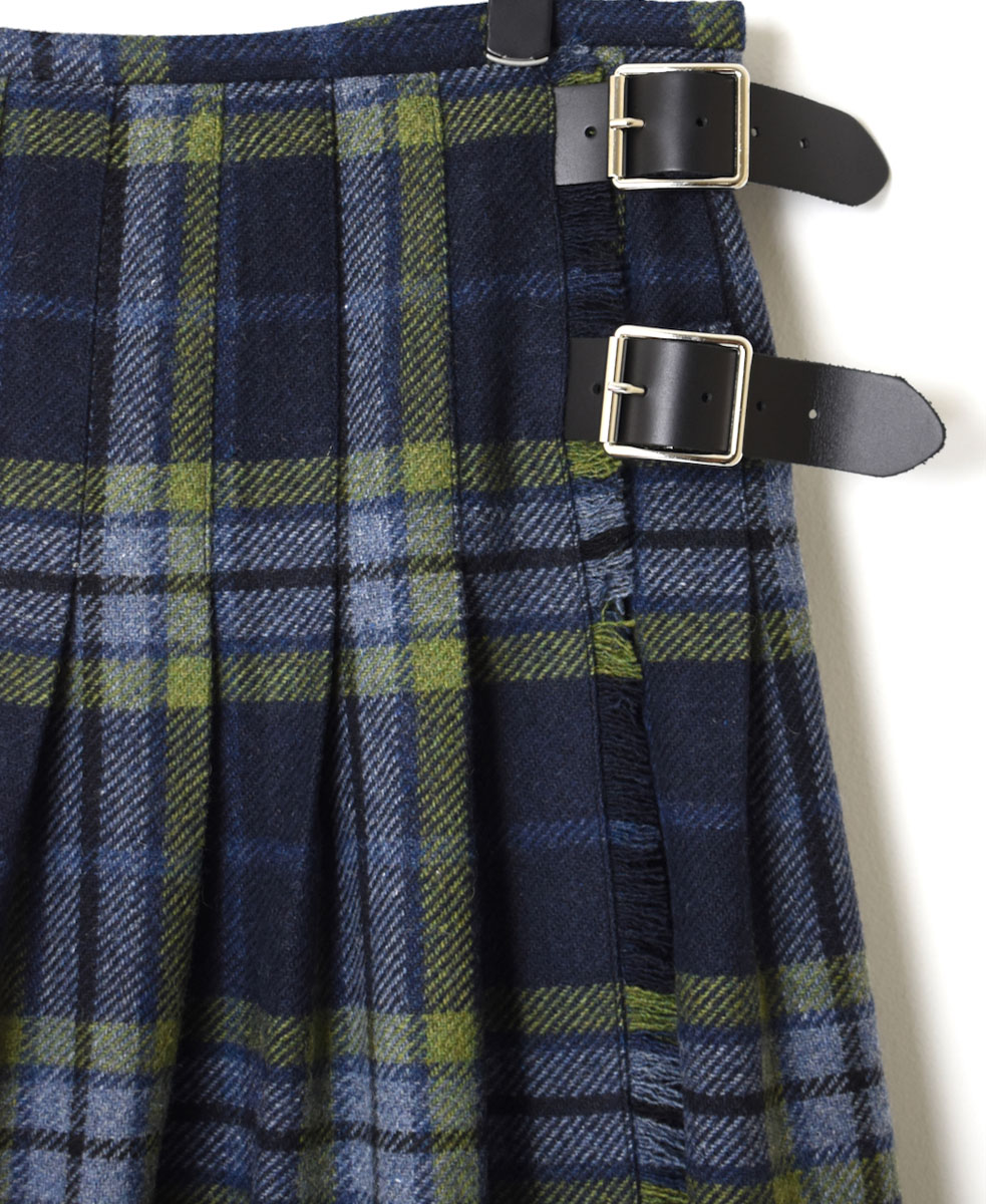 NOD1173 (スカート) HEAVY TWEED LOW WAIST PLEATS WRAP SKIRT LENGTH 80cm (WITH PIN)