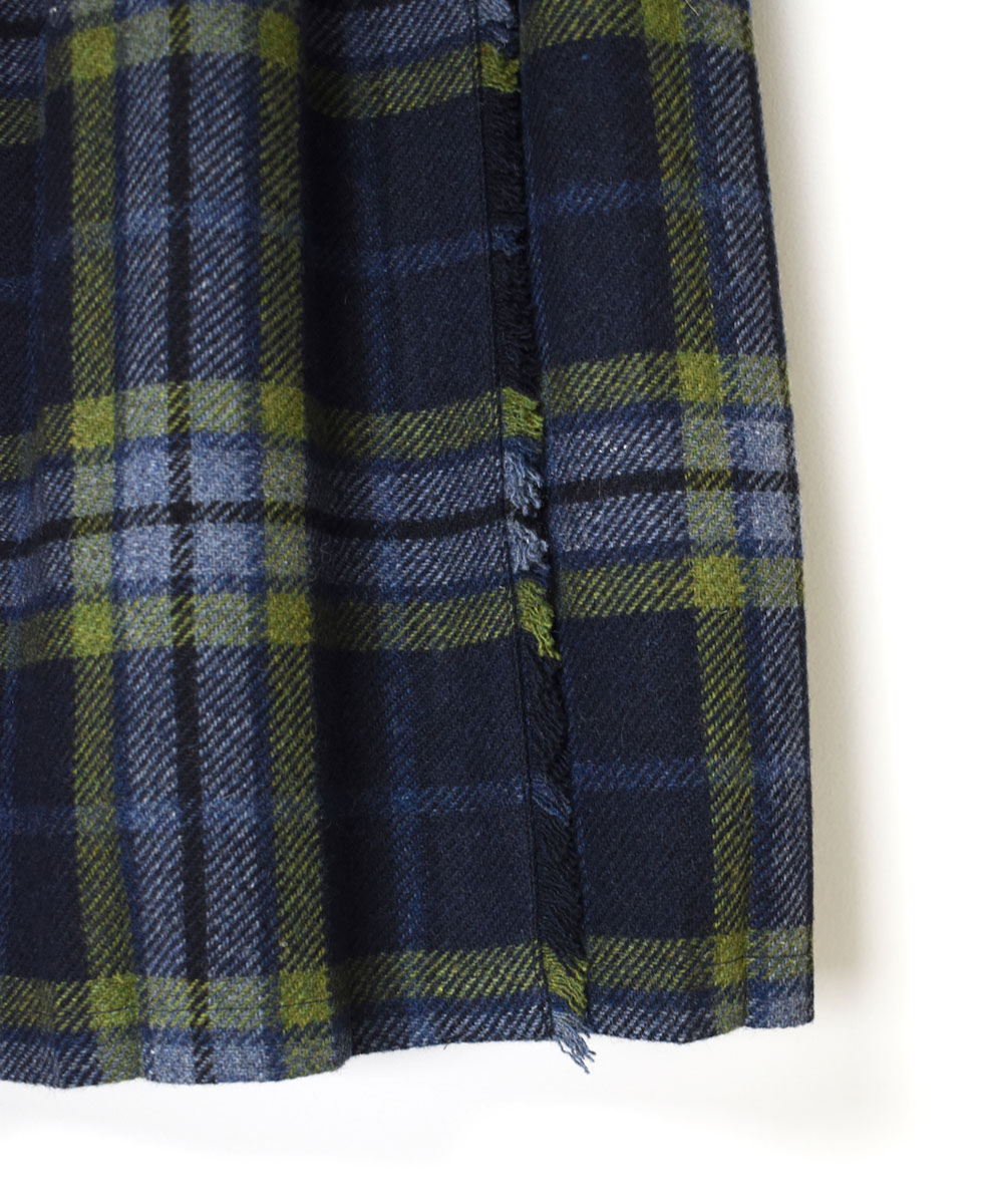 NOD1173 (スカート) HEAVY TWEED LOW WAIST PLEATS WRAP SKIRT LENGTH 80cm (WITH PIN)