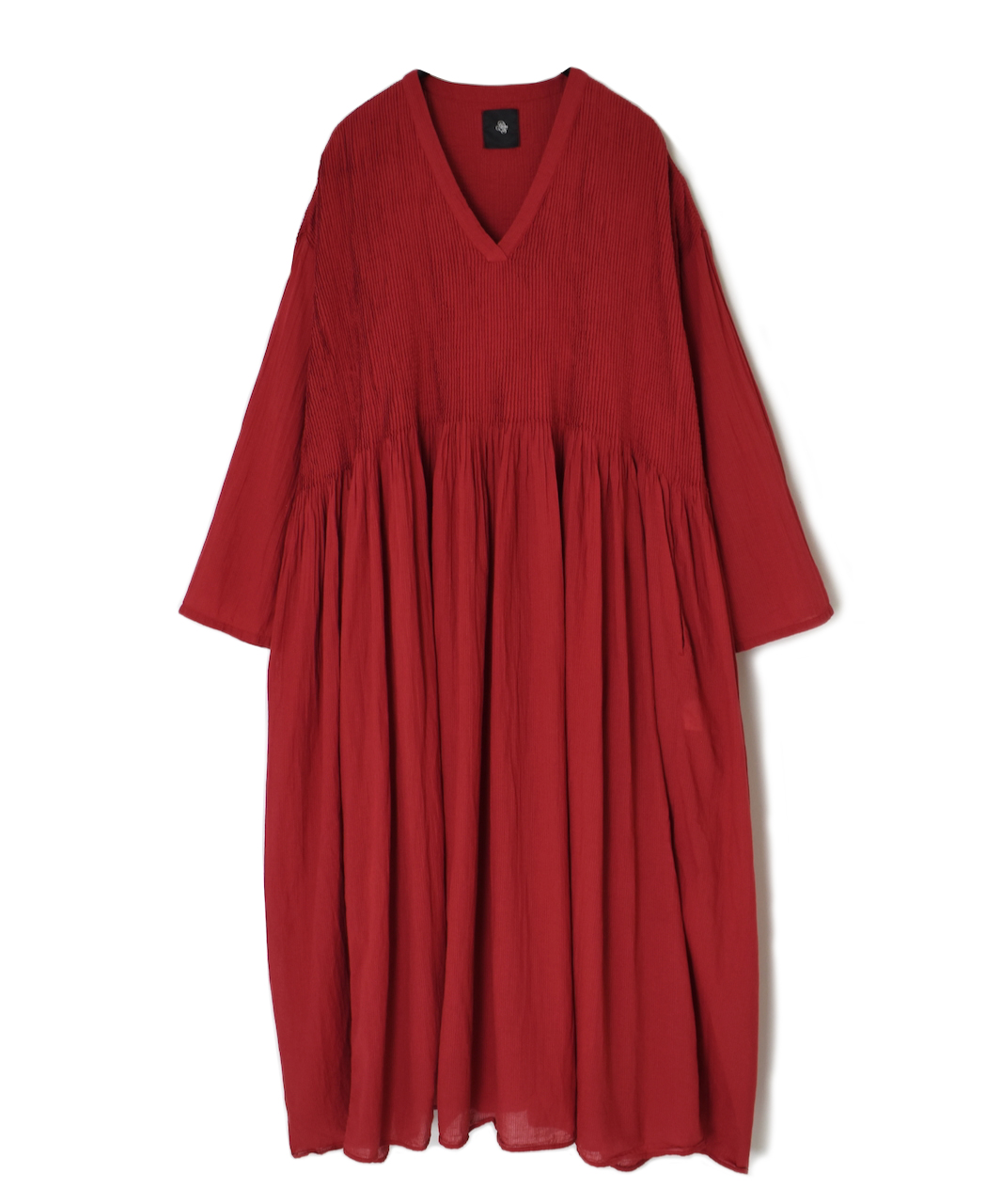 ●NMDS24202D(ワンピース) 80s ORGANIC VOILE STRIPE(OVERDYE) V-NECK PULLOVER DRESS WITH MINI PINTUCK