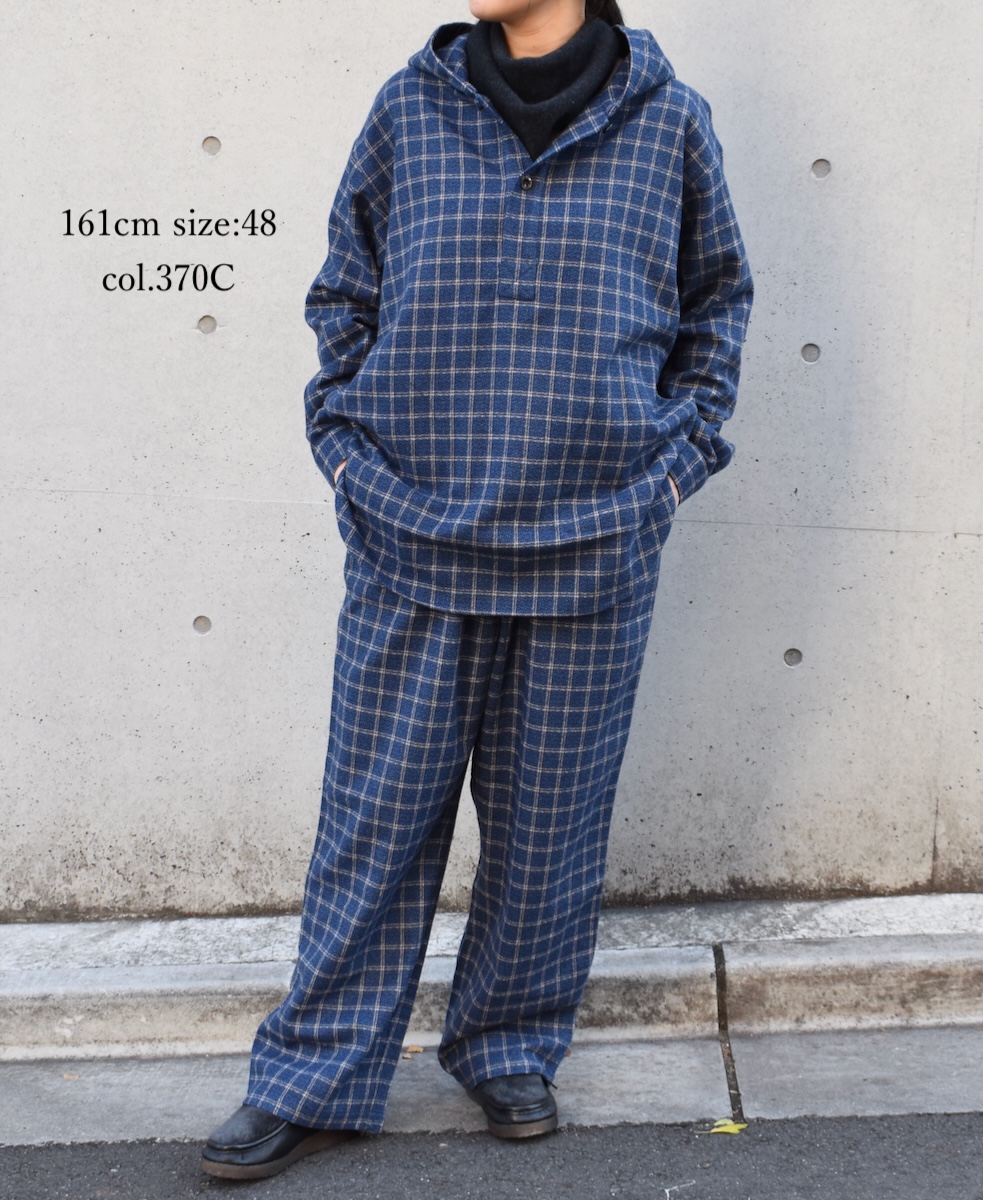 NHT2453WC(プルオーバー) MIX WOOL CHECK HOODED PULLOVER SHIRT