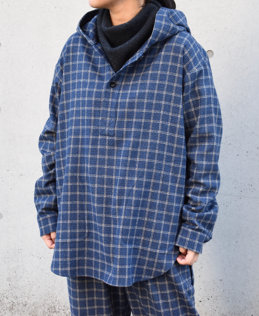 NHT2453WC(プルオーバー) MIX WOOL CHECK HOODED PULLOVER SHIRT