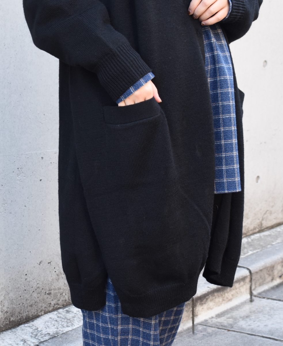 GNSL22703 (カーディガン) 7GG 2PLY PLAIN STITCH COTSWOLDS TURTLE NECK BUTTON LONG CARDIGAN