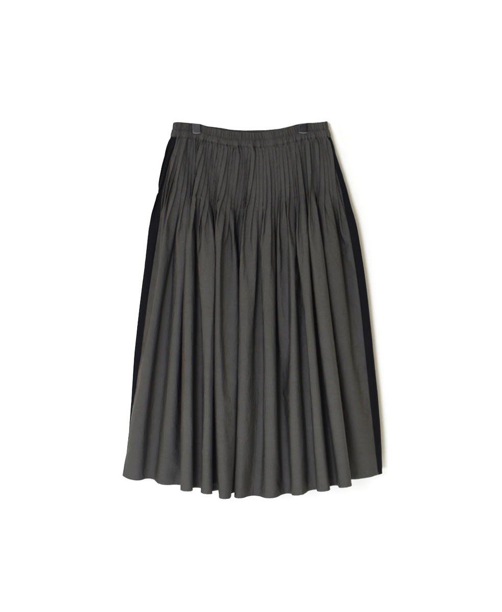NMDS24641(スカート) 40s ORGANIC POPLIN(PATCHWORK) PINTUCK FLARED SKIRT WITH PATCH WORK