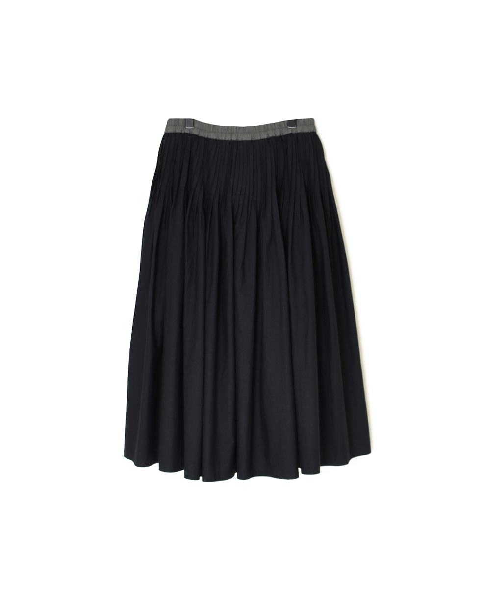 NMDS24641(スカート) 40s ORGANIC POPLIN(PATCHWORK) PINTUCK FLARED SKIRT WITH PATCH WORK