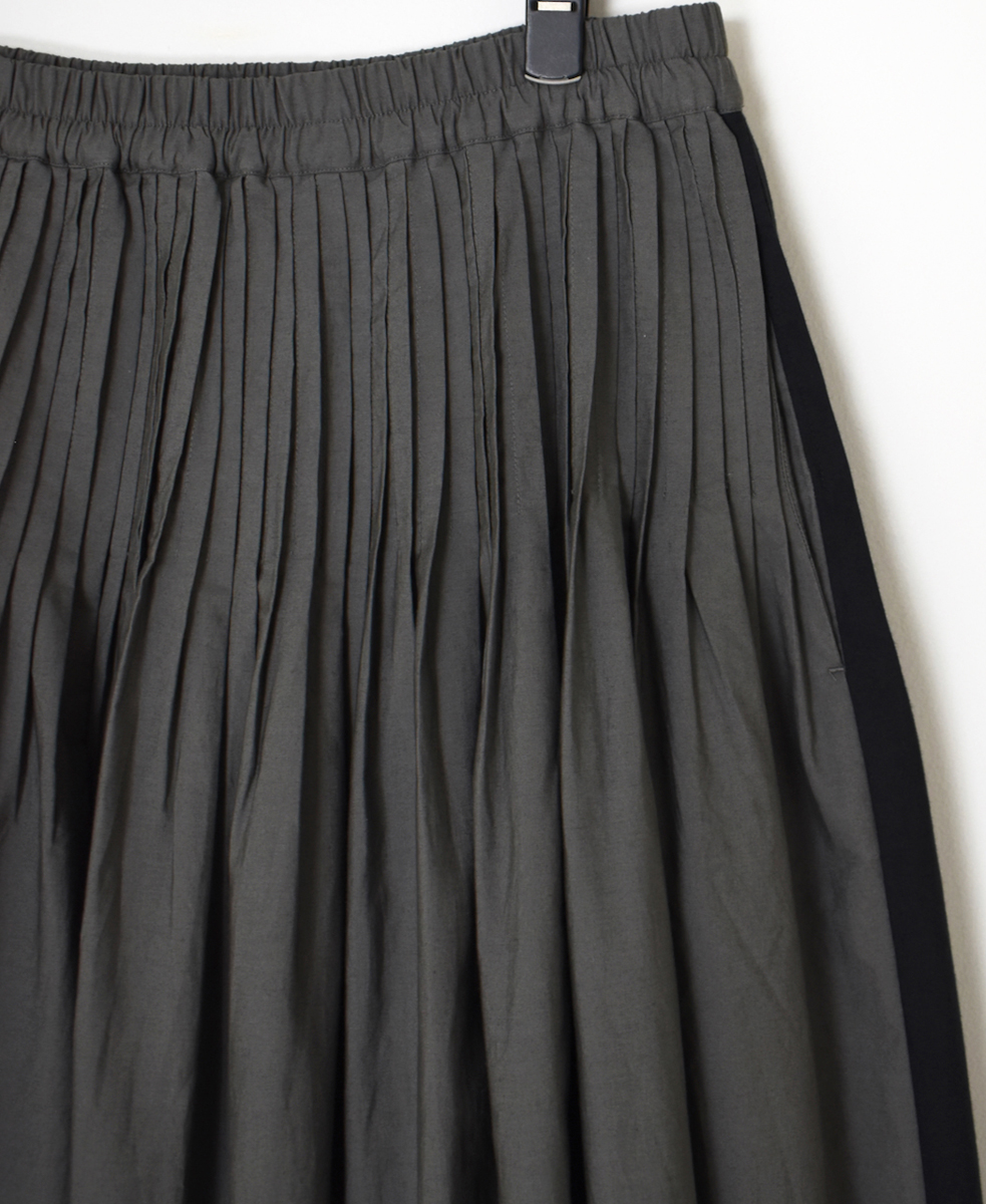 NMDS24641(スカート) 40s ORGANIC POPLIN(PATCHWORK) PINTUCK FLARED SKIRT WITH PATCH WORK