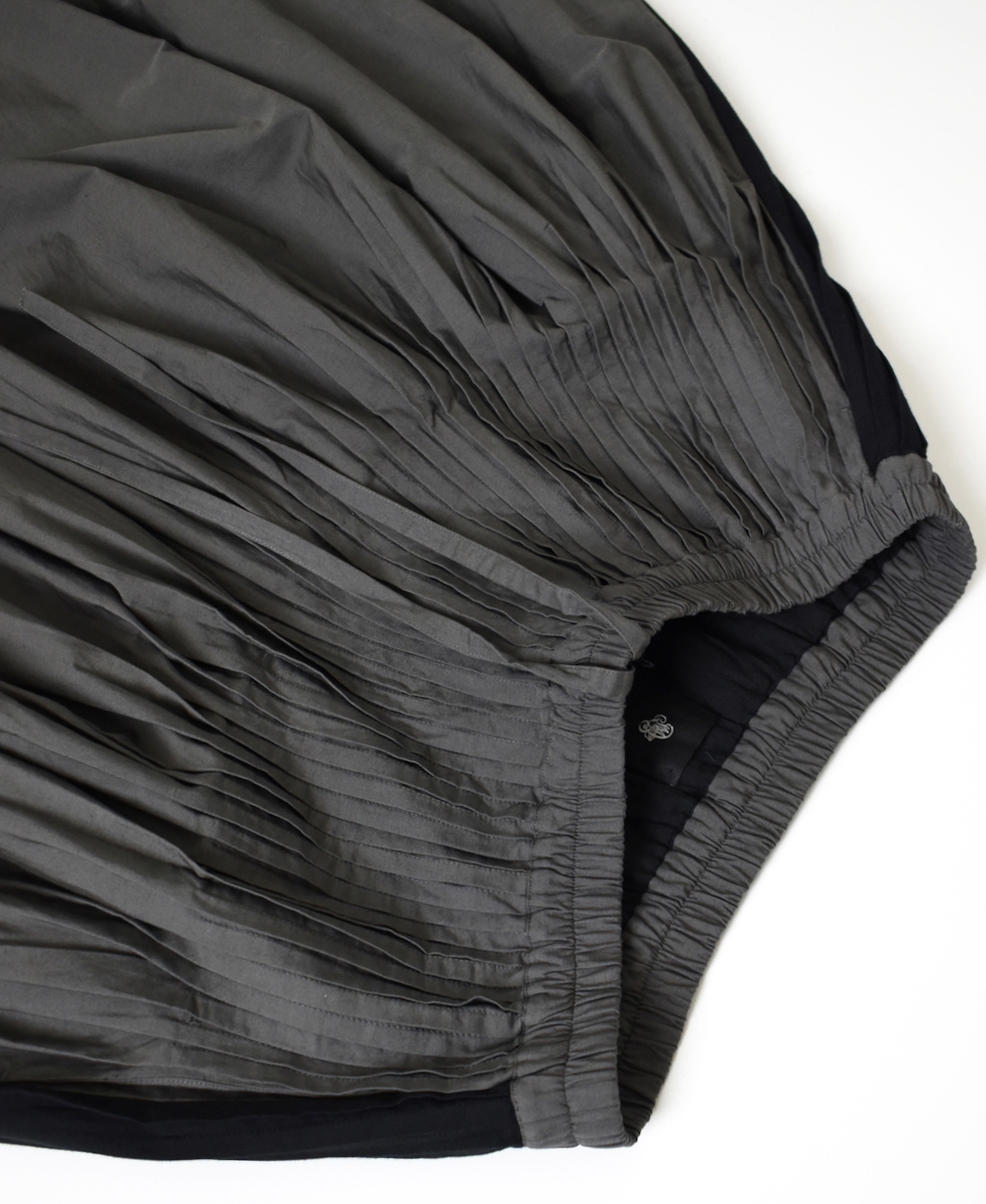 NMDS24641(スカート) 40s ORGANIC POPLIN(PATCHWORK) PINTUCK FLARED SKIRT WITH PATCH WORK
