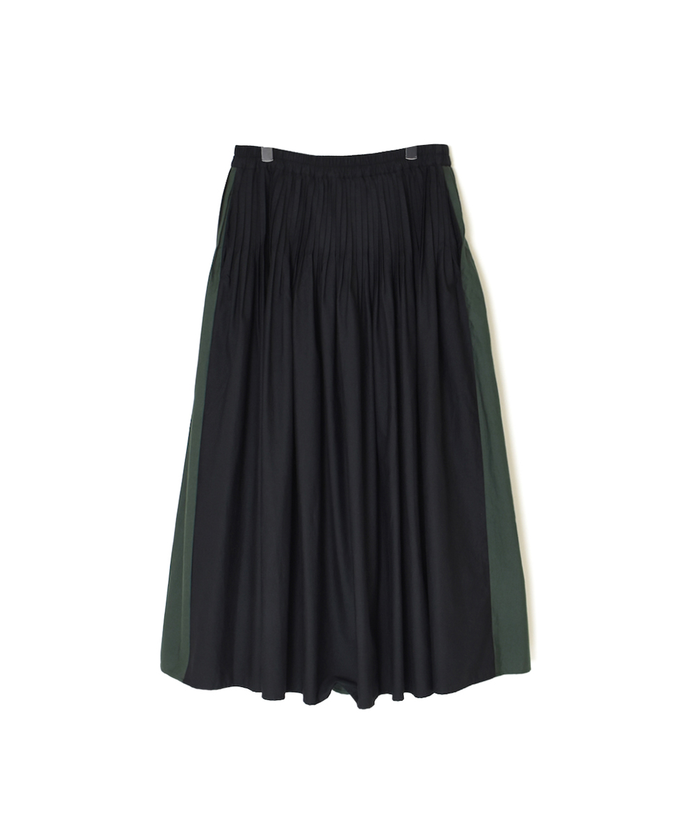 NMDS24641(スカート) 40s ORGANIC POPLIN(PATCHWORK) PINTUCK FLARED SKIRT WITH PATCH WORK