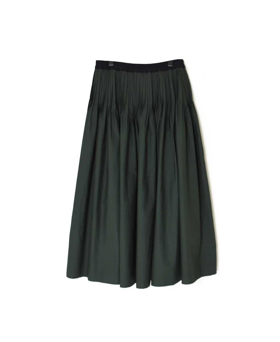 NMDS24641(スカート) 40s ORGANIC POPLIN(PATCHWORK) PINTUCK FLARED SKIRT WITH PATCH WORK