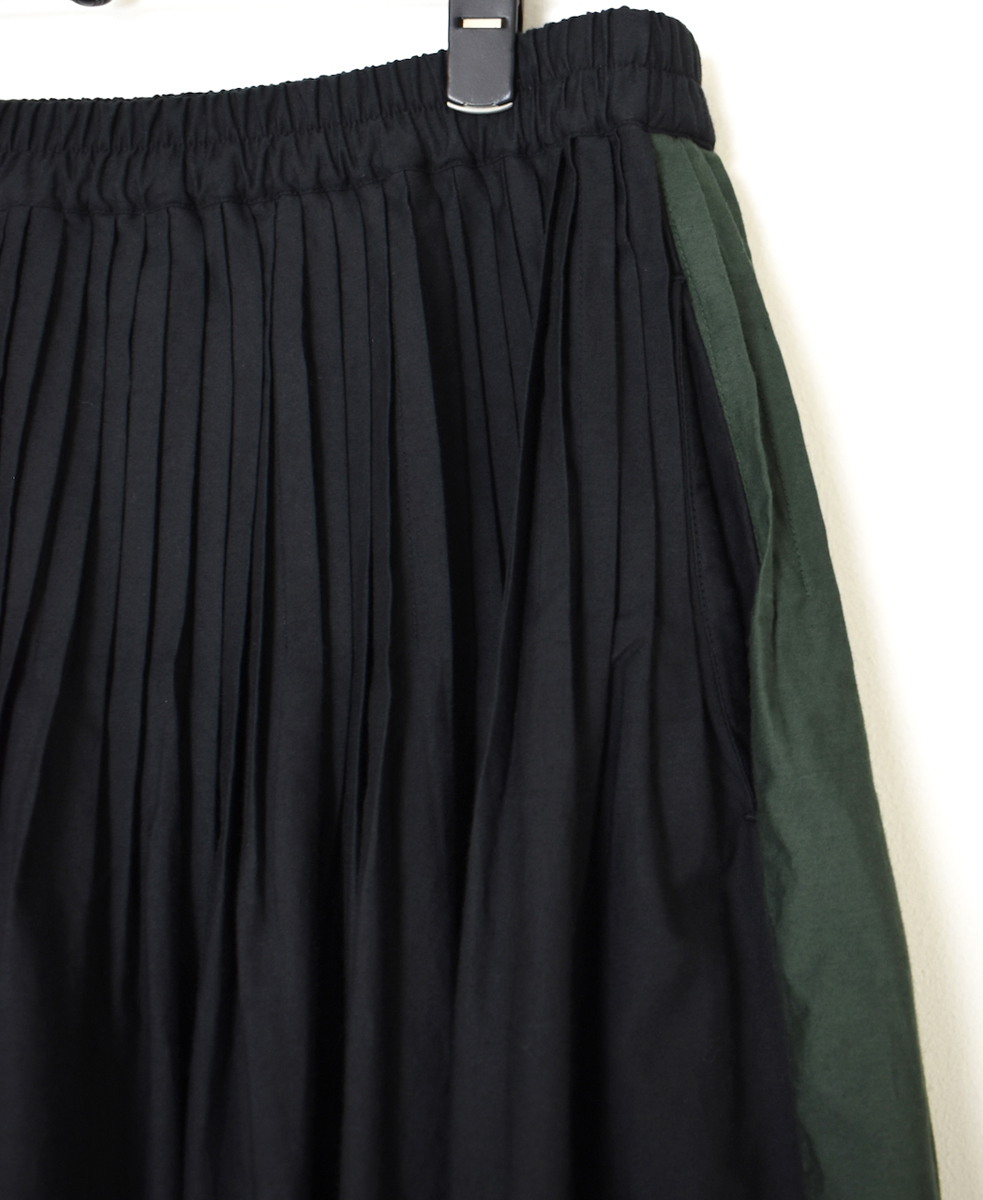 NMDS24641(スカート) 40s ORGANIC POPLIN(PATCHWORK) PINTUCK FLARED SKIRT WITH PATCH WORK