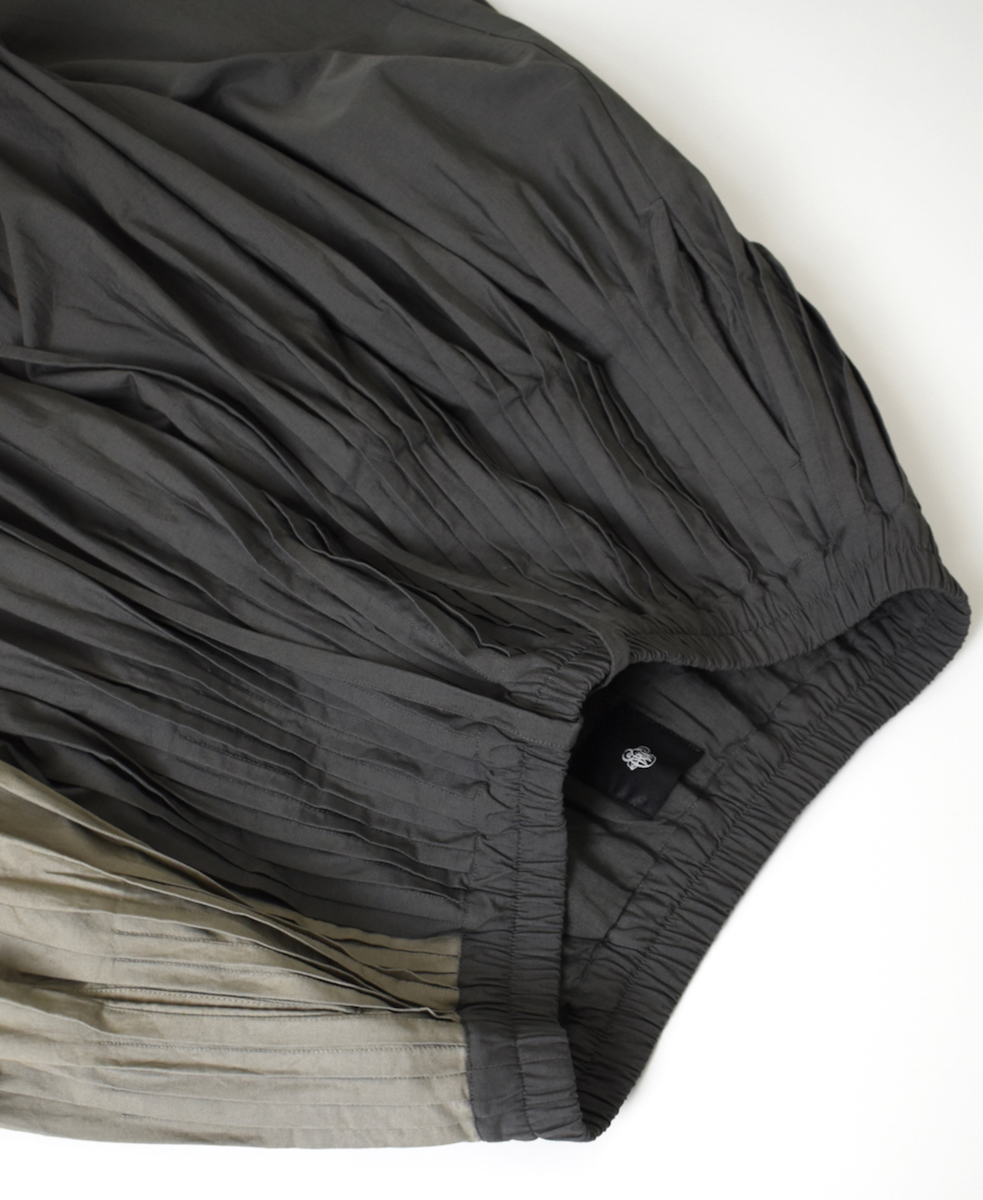 NMDS24642(スカート) 40s ORGANIC POPLIN(PATCHWORK) PINTUCK FLARED SKIRT WITH CRAZY PATCH WORK