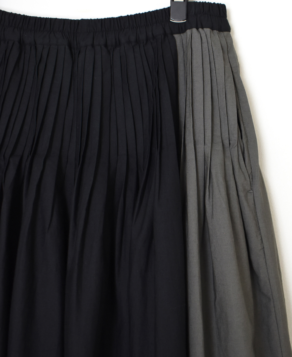 NMDS24642(スカート) 40s ORGANIC POPLIN(PATCHWORK) PINTUCK FLARED SKIRT WITH CRAZY PATCH WORK