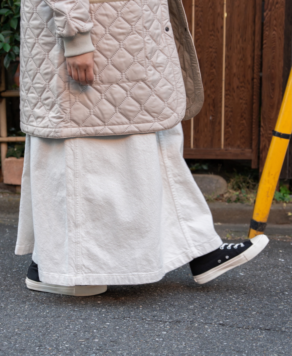 NAM2451PP(コート) PLAIN POLYESTER×PLAIN POLYESTER HEAT QUILT OVERSIZED NO COLLAR MIDI COAT WITH RIBBED CUFF