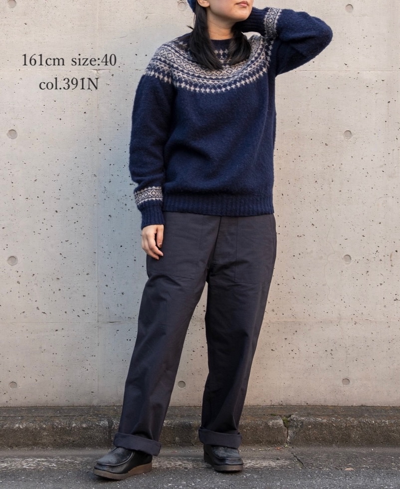 NJT1661(ニット) SHETLAND WOOL NORDIC HEAVY BRUSH CREW-NECK PULLOVER
