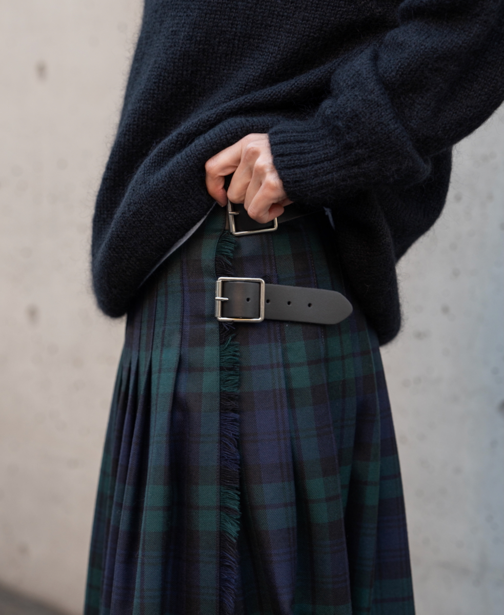 NOD0853 (スカート) WORSTED WOOL LOW WAIST PLEATS WRAP SKIRT