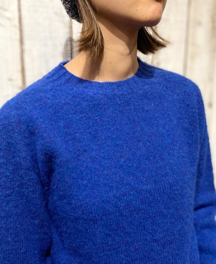 NJT1051(ニット) SHETLAND WOOL PLAIN HEAVY BRUSH SEAM FREE CREW-NECK SADDLE SHOULDER PULLOVER