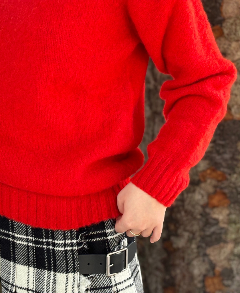 NJT1051(ニット) SHETLAND WOOL PLAIN HEAVY BRUSH SEAM FREE CREW-NECK SADDLE SHOULDER PULLOVER