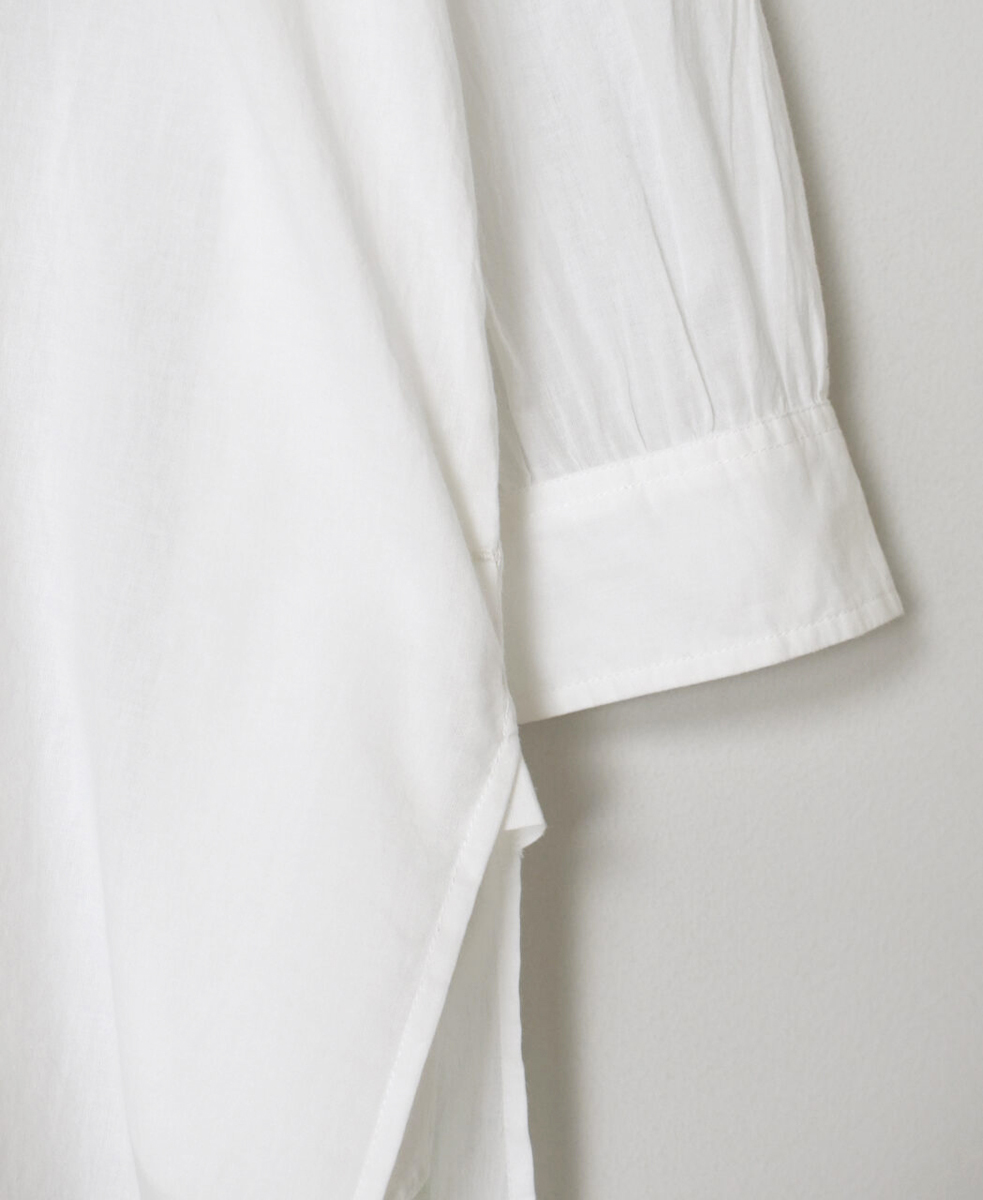 NMDS25204(チュニック) 60s ORGANIC CAMBRIC BANDED COLLAR EMB SHIRT TUNIC
