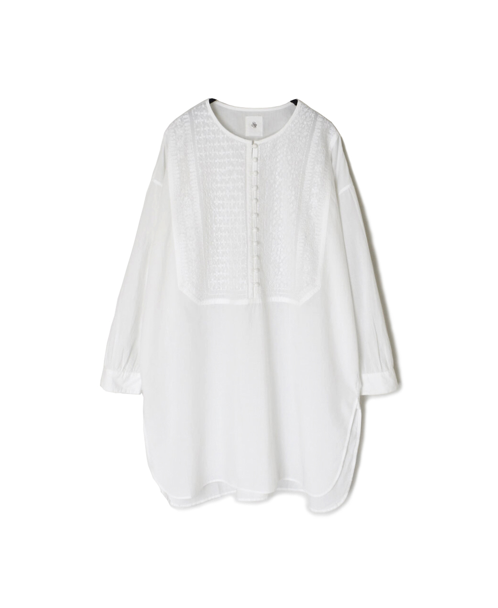 NMDS25203(シャツ) 60s ORGANIC CAMBRIC CREW-NECK BOSOM EMB SHIRT