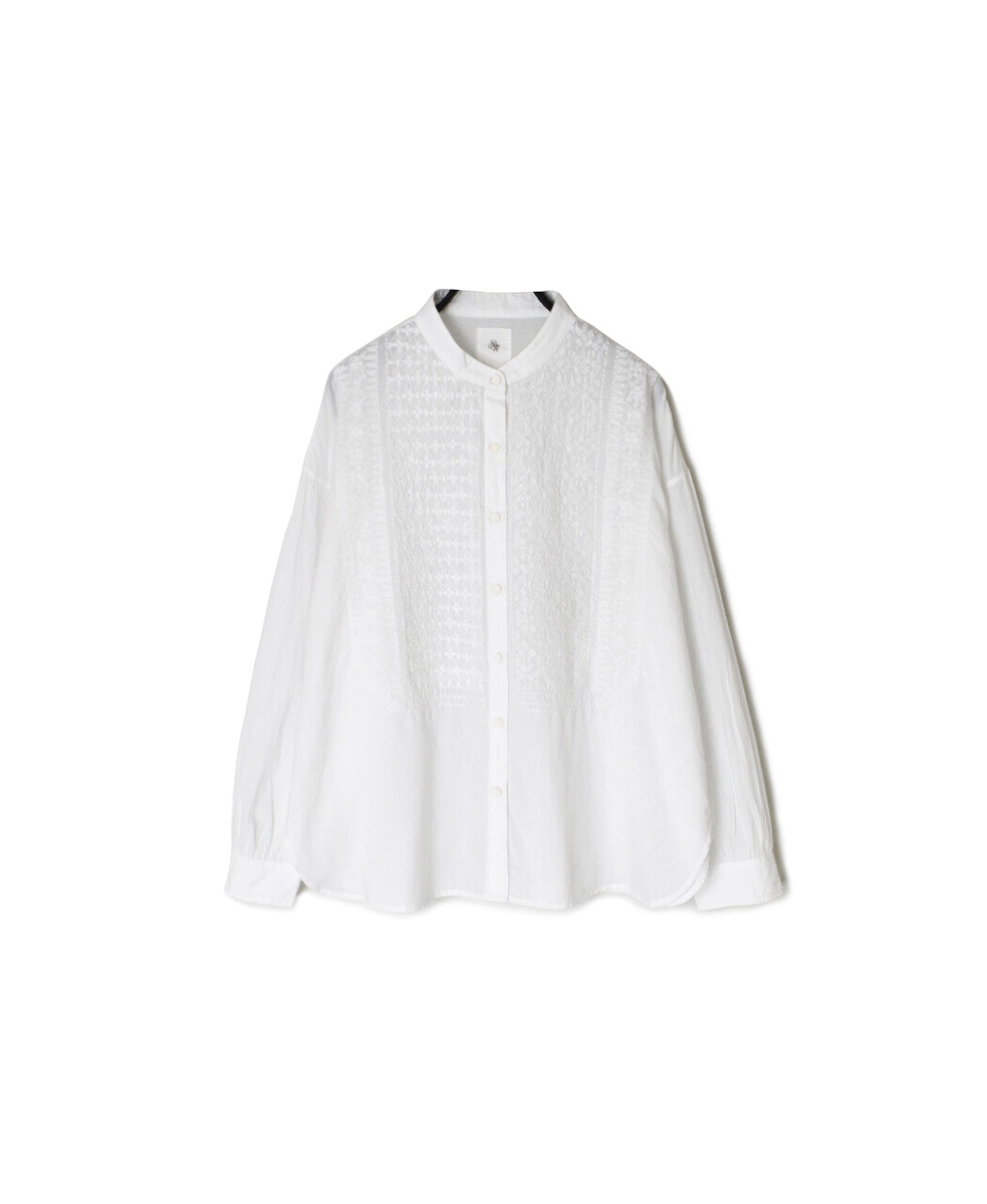 NMDS25201(シャツ) 60s ORGANIC CAMBRIC BANDED COLLAR EMB SHIRT