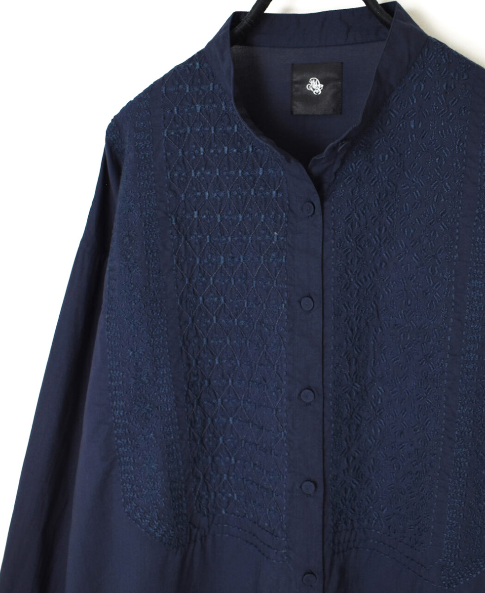 NMDS25201(シャツ) 60s ORGANIC CAMBRIC BANDED COLLAR EMB SHIRT