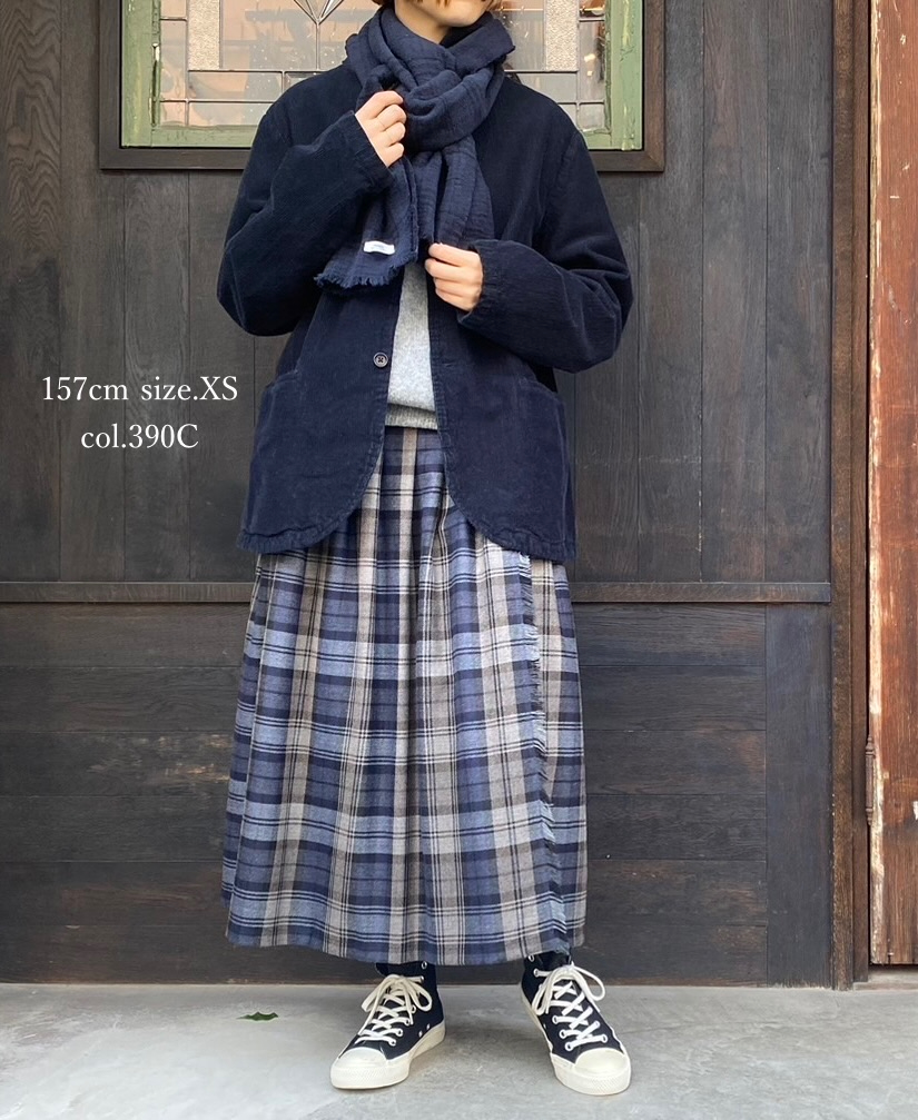 NOD0853 (スカート) WORSTED WOOL LOW WAIST PLEATS WRAP SKIRT