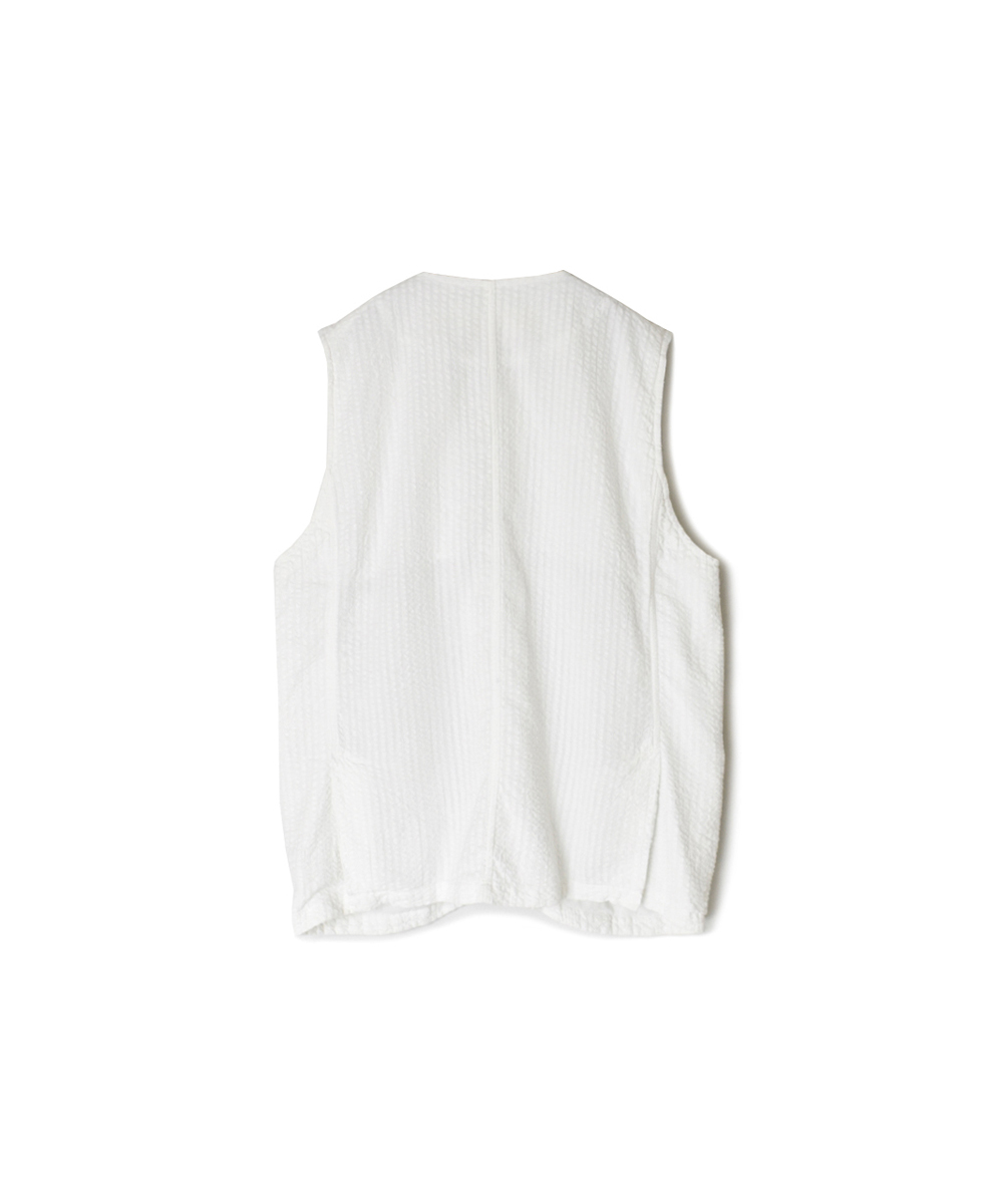 NVL2512SPD(ベスト) SEERSUCKER PLAIN OVERDYE SIDE VENTS NO COLLAR VEST