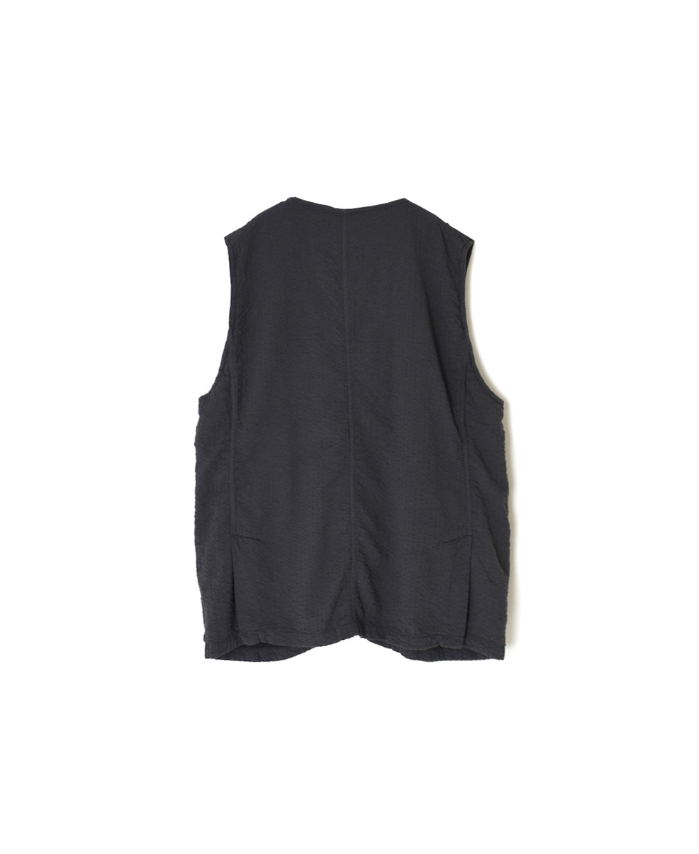 NVL2512SPD(ベスト) SEERSUCKER PLAIN OVERDYE SIDE VENTS NO COLLAR VEST