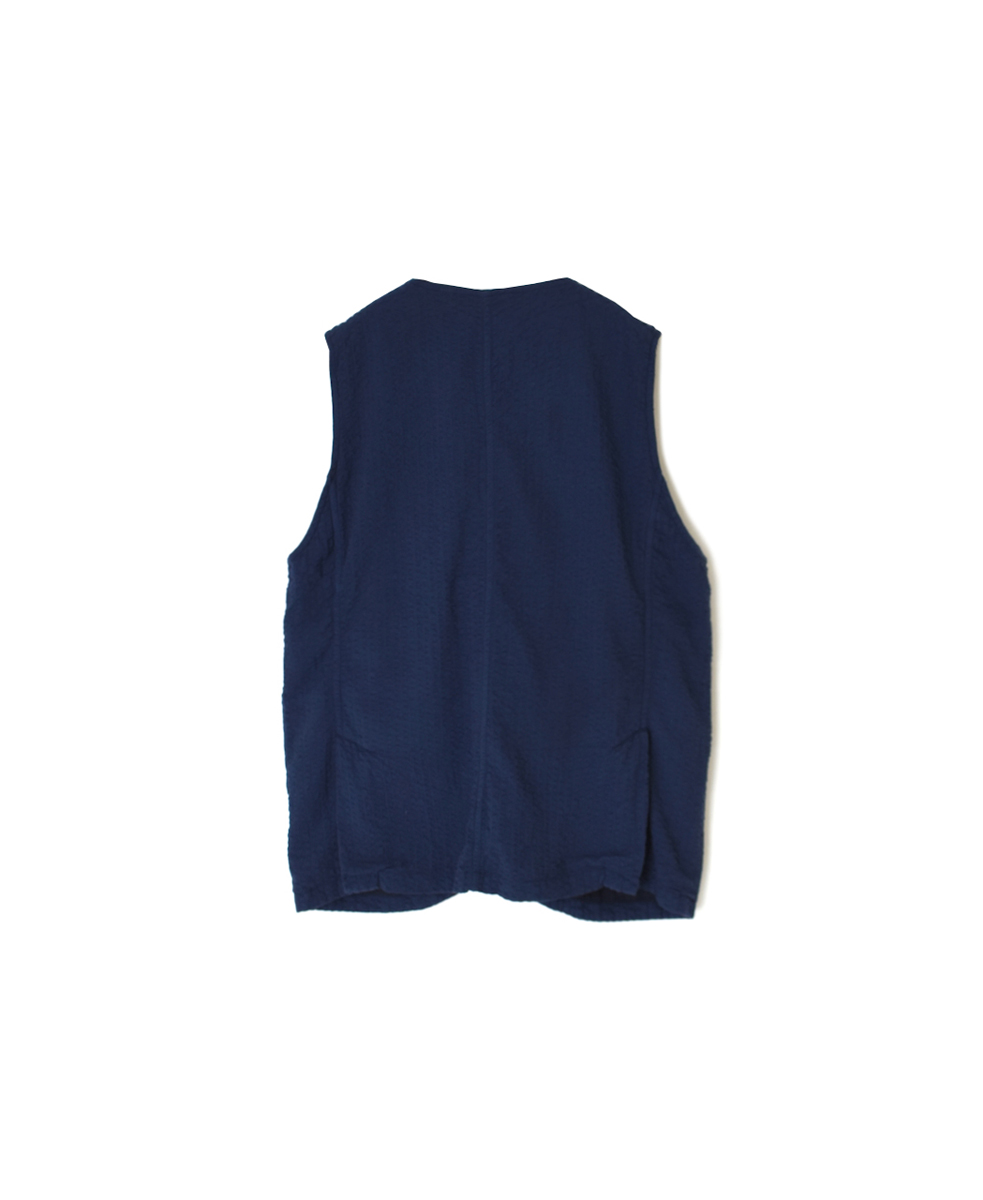 NVL2512SPD(ベスト) SEERSUCKER PLAIN OVERDYE SIDE VENTS NO COLLAR VEST