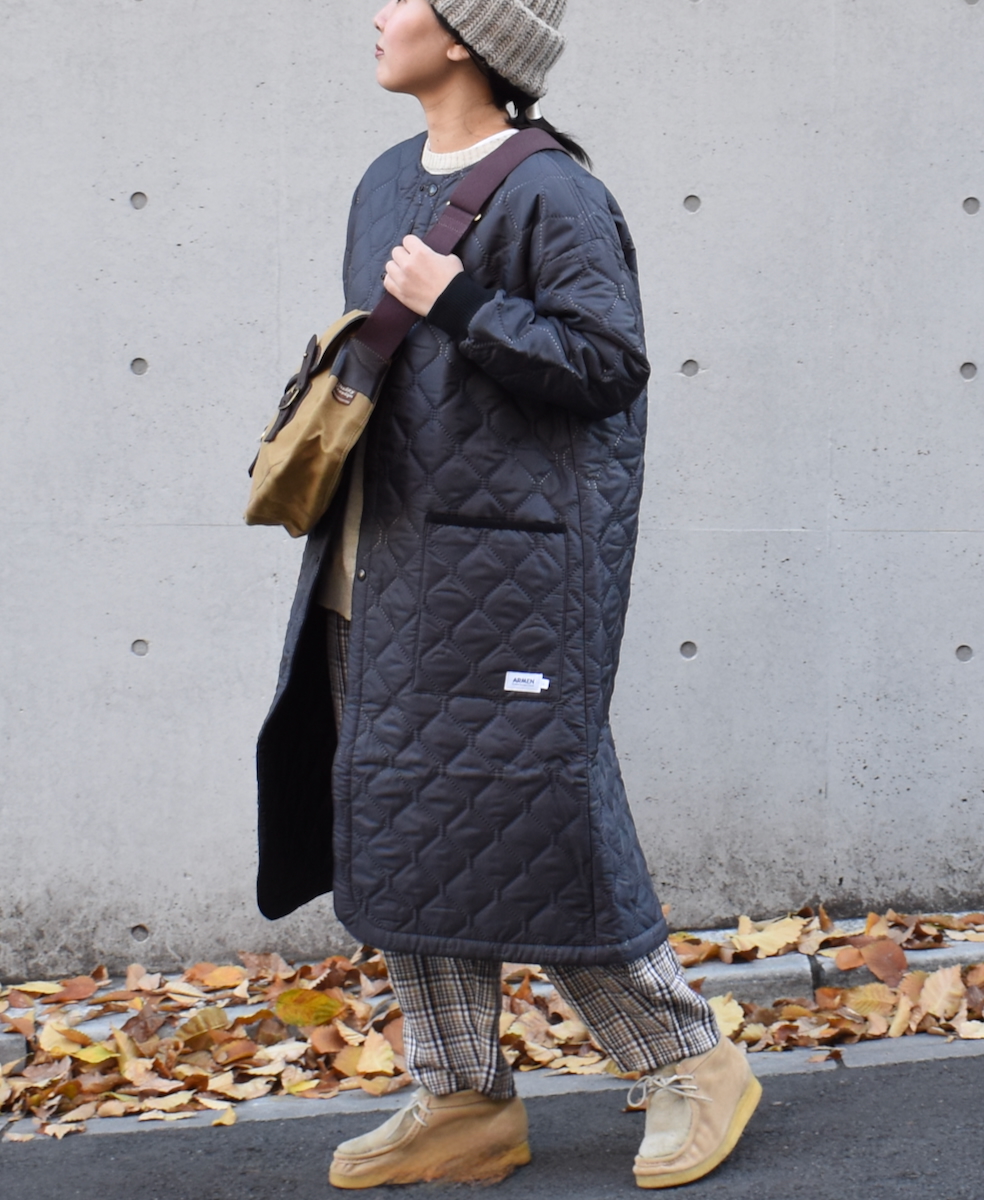 NAM2251PP (コート) POLY×POLY HEAT QUILT OVERSIZED NO COLLAR COAT WITH RIBBED CUFF