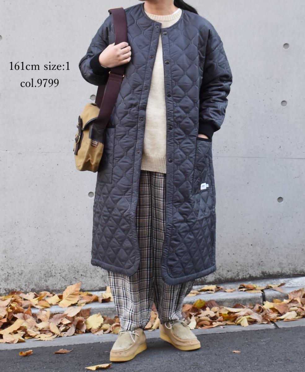NAM2251PP (コート) POLY×POLY HEAT QUILT OVERSIZED NO COLLAR COAT WITH RIBBED CUFF