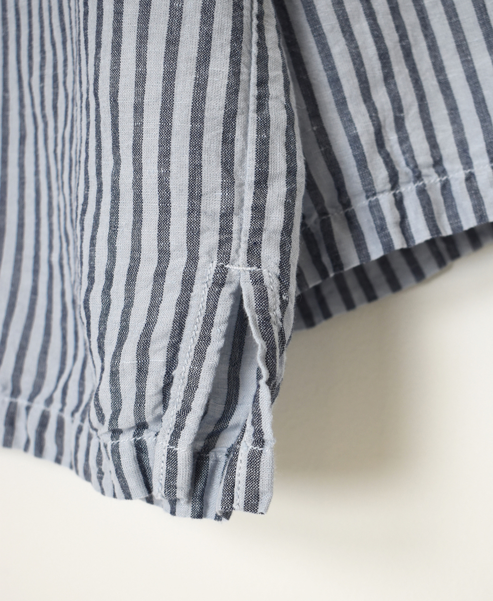 ISNAM2521SD(シャツ) COTTON/LINEN STRIPE OVERDYE SKIPPER SHIRT