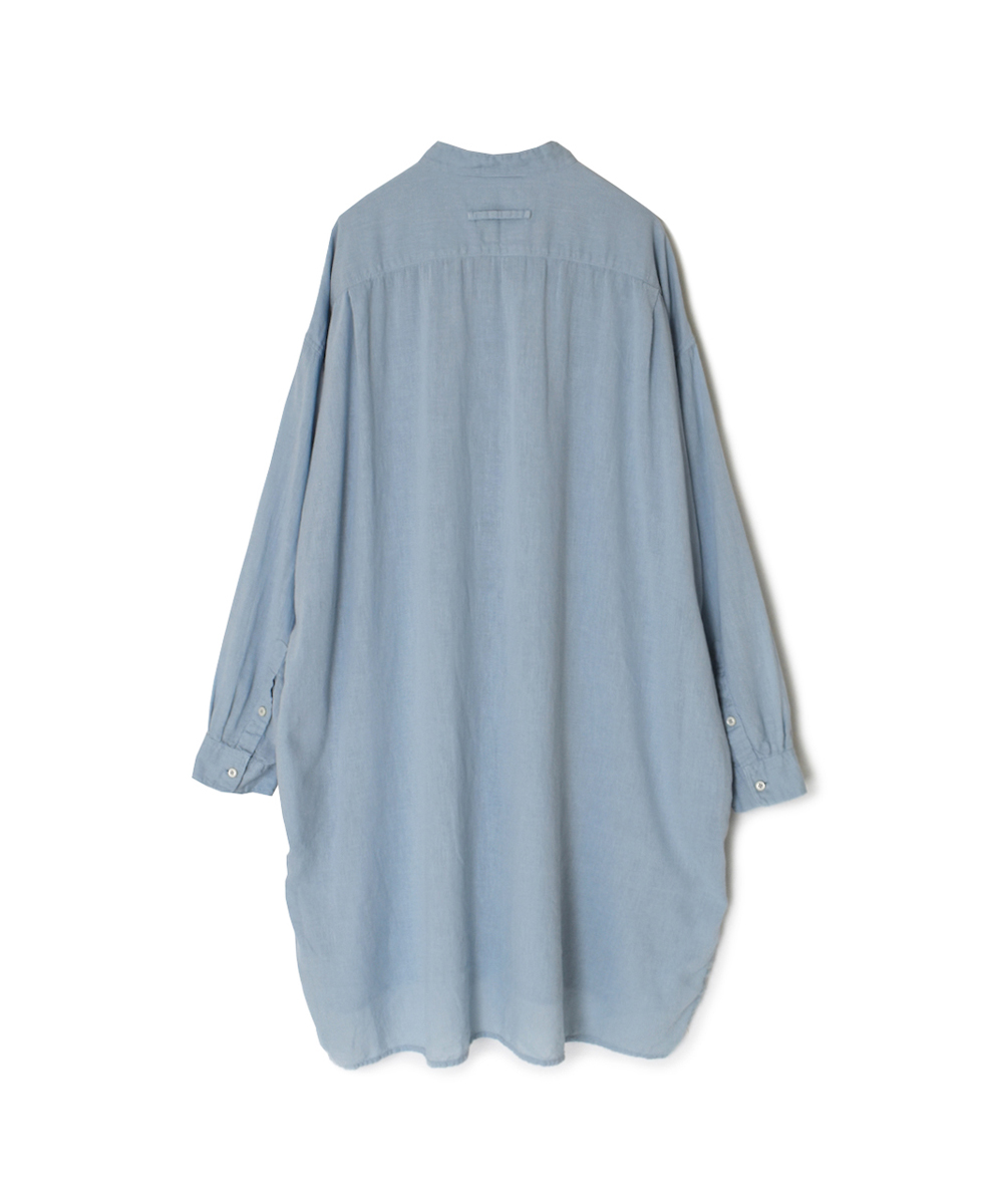 INAM2503G3D(シャツ) 30s GAUZE OVERDYE UTILITY BANDED COLLAR LONG SHIRT