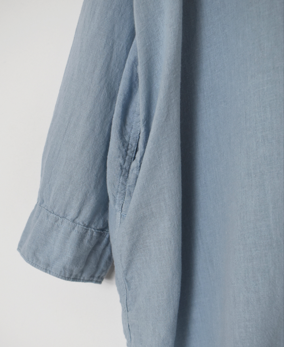 INAM2503G3D(シャツ) 30s GAUZE OVERDYE UTILITY BANDED COLLAR LONG SHIRT