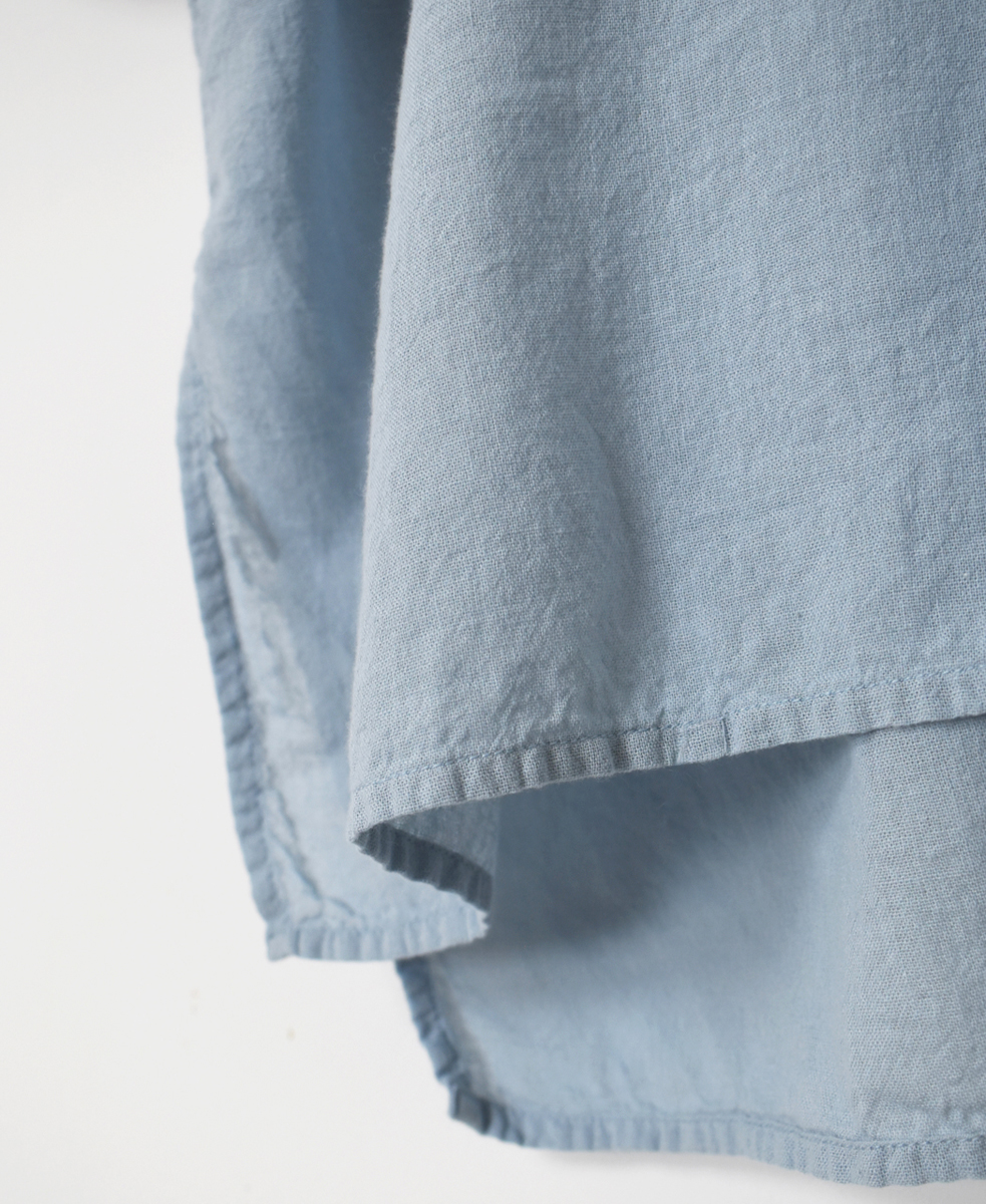 INAM2503G3D(シャツ) 30s GAUZE OVERDYE UTILITY BANDED COLLAR LONG SHIRT