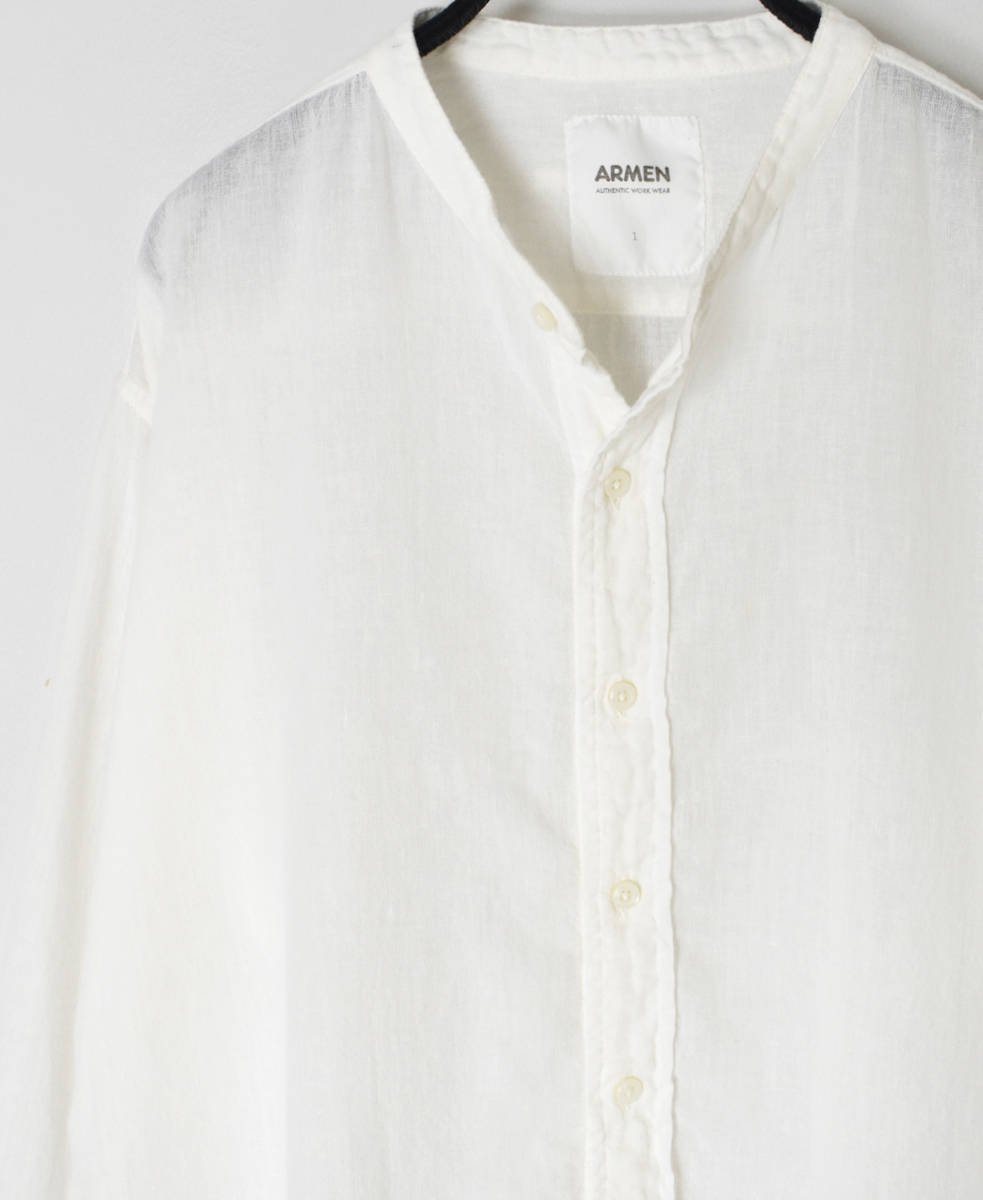 INAM2503G3D(シャツ) 30s GAUZE OVERDYE UTILITY BANDED COLLAR LONG SHIRT
