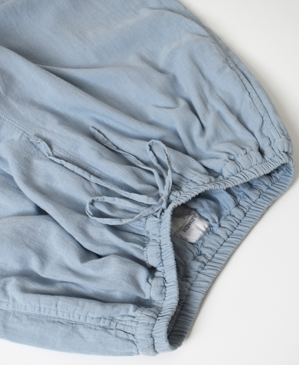INAM2505G3D(パンツ) 30s GAUZE OVERDYE UTILITY GATHERED EASY PANTS WITH LINING