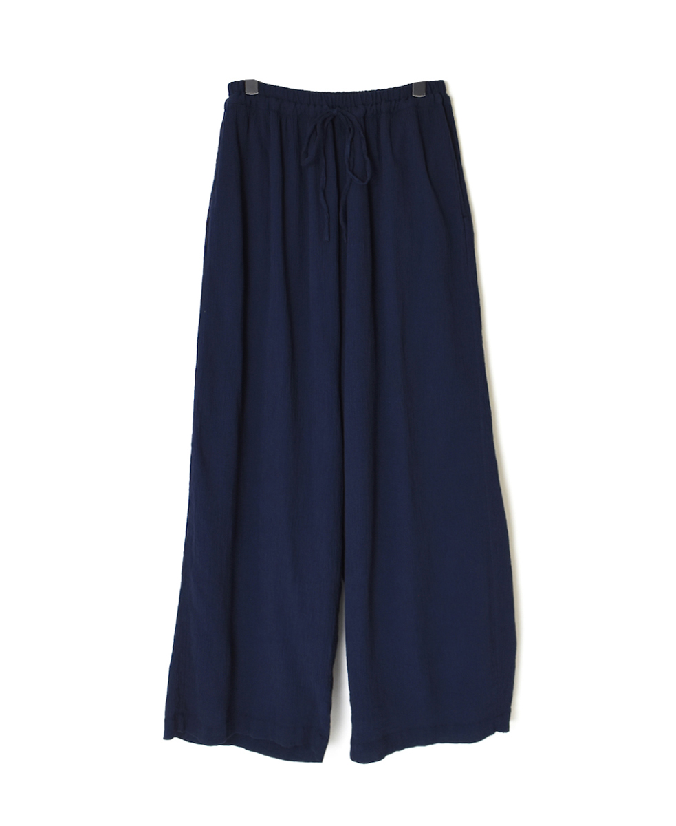 INAM2505GSD(パンツ) SINGLE GAUZE STRIPE OVERDYE GATHERED EASY PANTS WITH LINING