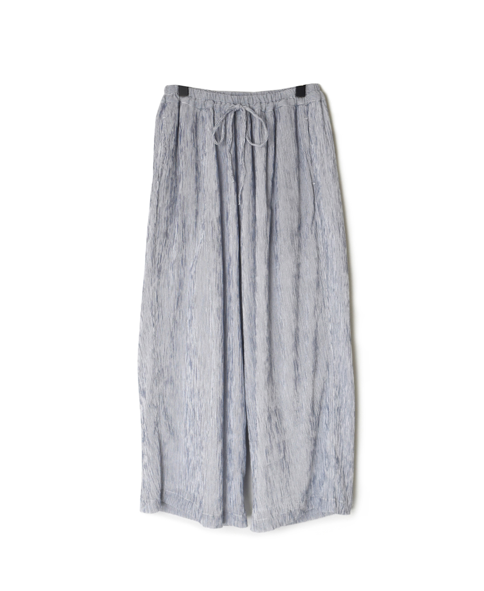 INAM2505GSD(パンツ) SINGLE GAUZE STRIPE OVERDYE GATHERED EASY PANTS WITH LINING