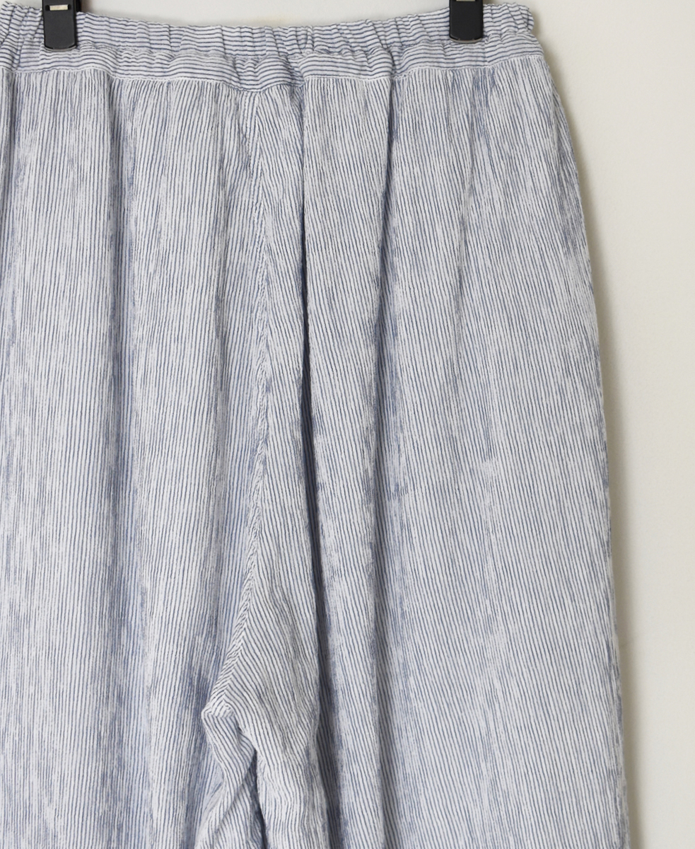 INAM2505GSD(パンツ) SINGLE GAUZE STRIPE OVERDYE GATHERED EASY PANTS WITH LINING