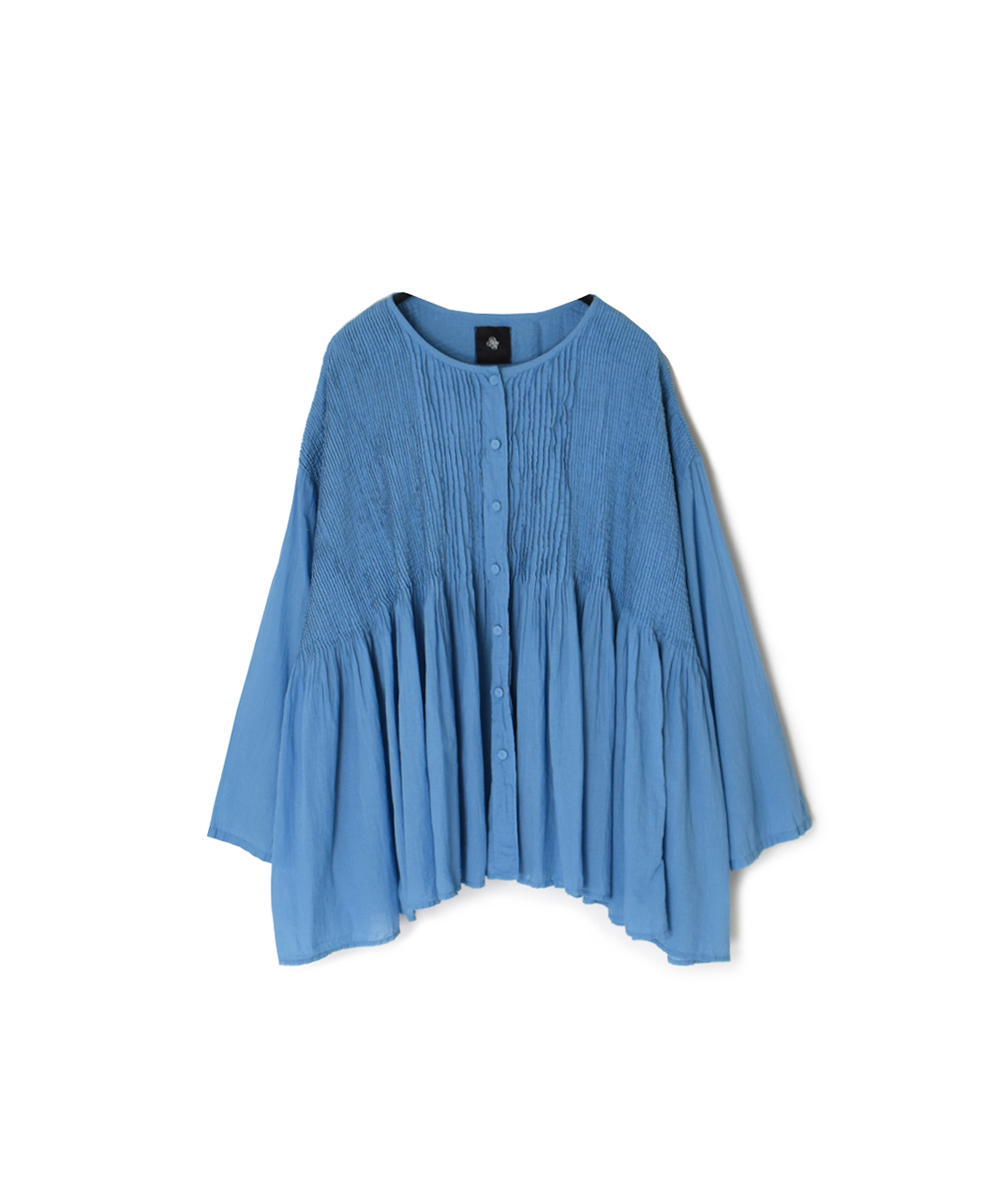 NMDS25213D(シャツ) 80s ORGANIC STRIPE(OVERDYE) CREW-NECK BUTTON SHIRT WITH MINI PINTUCK