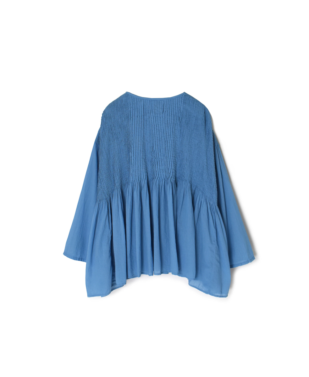 NMDS25213D(シャツ) 80s ORGANIC STRIPE(OVERDYE) CREW-NECK BUTTON SHIRT WITH MINI PINTUCK