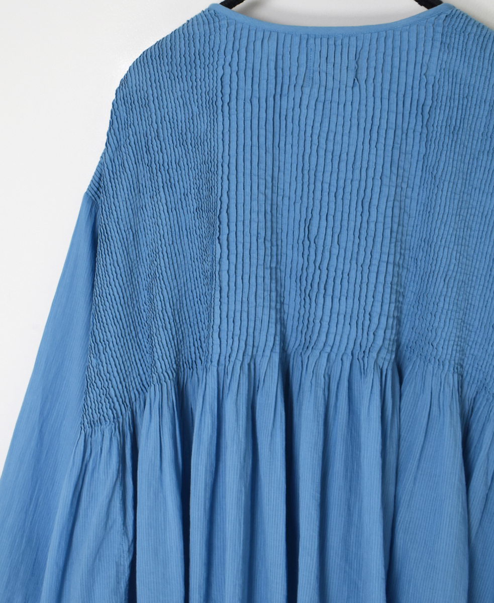 NMDS25213D(シャツ) 80s ORGANIC STRIPE(OVERDYE) CREW-NECK BUTTON SHIRT WITH MINI PINTUCK