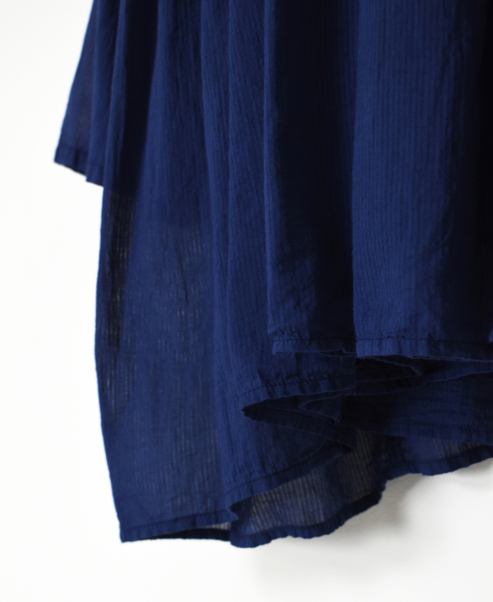 NMDS25213D(シャツ) 80s ORGANIC STRIPE(OVERDYE) CREW-NECK BUTTON SHIRT WITH MINI PINTUCK