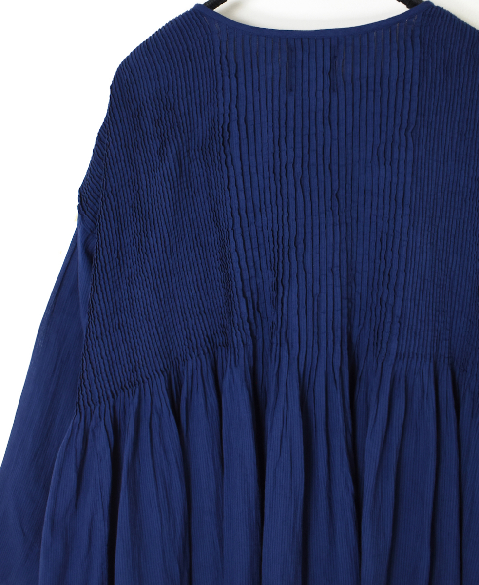 NMDS25213D(シャツ) 80s ORGANIC STRIPE(OVERDYE) CREW-NECK BUTTON SHIRT WITH MINI PINTUCK