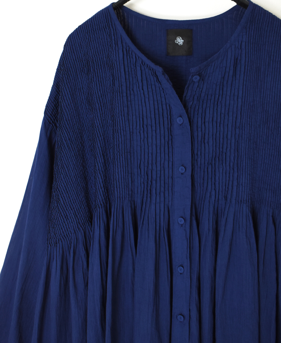 NMDS25213D(シャツ) 80s ORGANIC STRIPE(OVERDYE) CREW-NECK BUTTON SHIRT WITH MINI PINTUCK