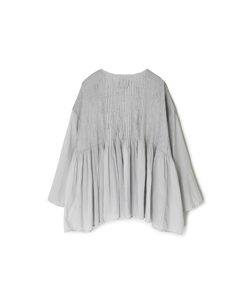 NMDS25213D(シャツ) 80s ORGANIC STRIPE(OVERDYE) CREW-NECK BUTTON SHIRT WITH MINI PINTUCK