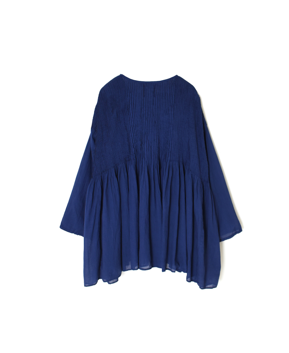 NMDS25213D(シャツ) 80s ORGANIC STRIPE(OVERDYE) CREW-NECK BUTTON SHIRT WITH MINI PINTUCK