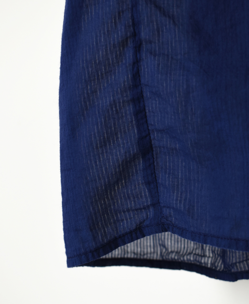 NMDS25214D(ワンピース) 80s ORGANIC STRIPE(OVERDYE) CREW-NECK BUTTON SHIRT MAXI DRESS WITH MINI PINTUCK